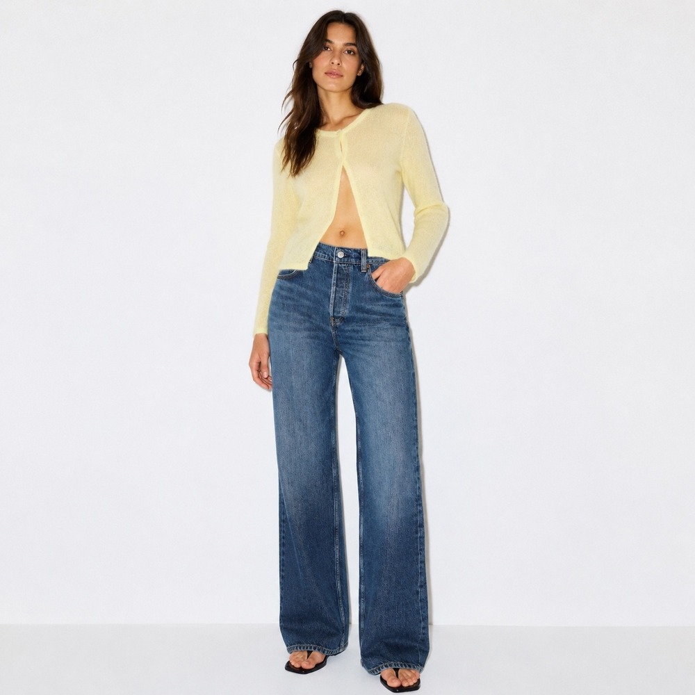 Reformation Charlee Low Rise Straight Leg Jeans Maggiore Blue Denim 30 NEW